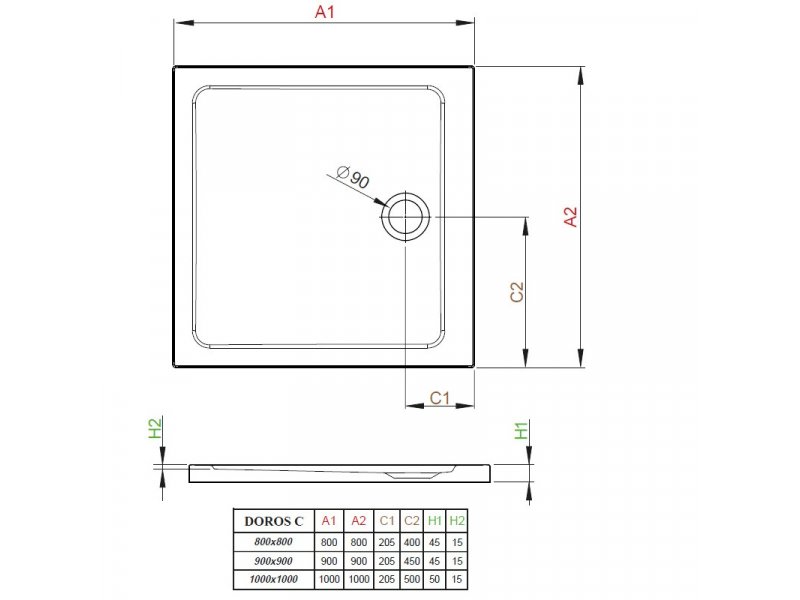 Купить Поддон для душа Radaway Doros C Compact, 90 x 90 см, квадратный, SDRC9090-05-04S