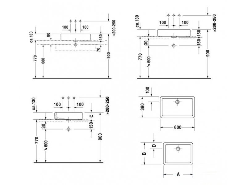 Купить Раковина Duravit Vero 0455600000, без площадки под смеситель, 60*38 см