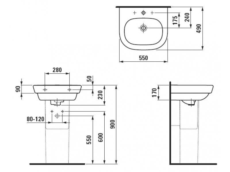 Купить Раковина Laufen LB3 Modern 8.1268.3.000.104.1 55*49 см