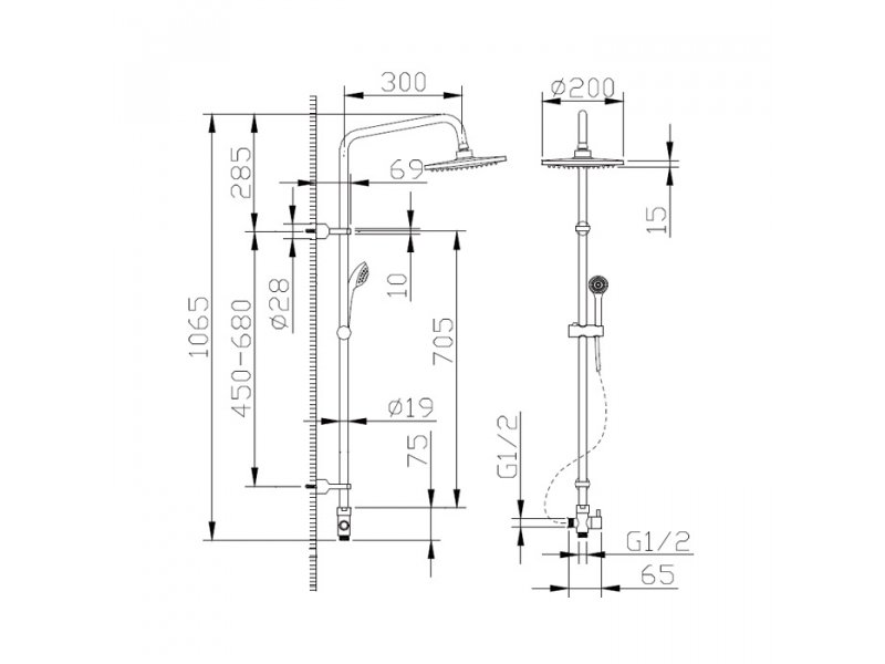 Купить Душевой гарнитур Bravat FIT R D283CP-2-RUS с верхним душем