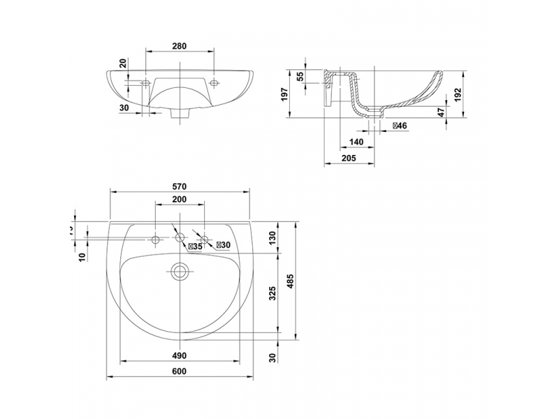 Купить Раковина Gala Elia 18040/71885, 60 x 48.5 см