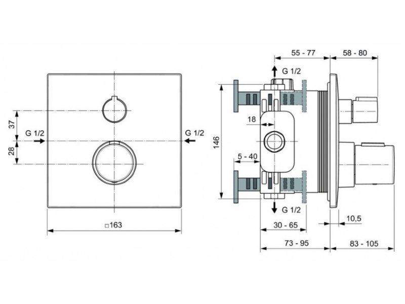 Купить Смеситель Ideal Standard Ceratherm C100 встраиваемый для ванны и душа, золото, A7522A2