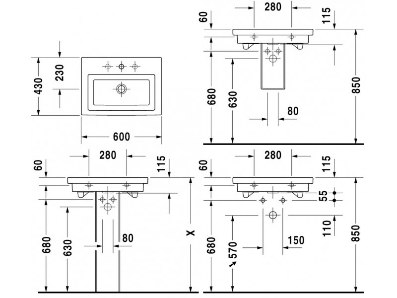 Купить Раковина Duravit 2nd floor 0491600000, 60*43*h11,5 см