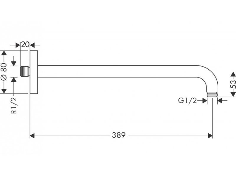 Купить Держатель верхнего душа Hansgrohe 27413670, 38,8 cм, 1/2, чёрный матовый