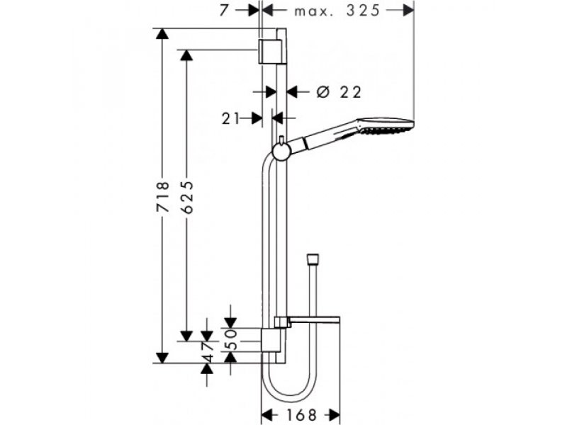 Купить Душевой гарнитур Hansgrohe Raindance Select E120 3jet 26620000, 70 см, 3 режима струи, хром