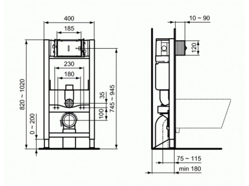 Купить Инсталляция Ideal Standard Prosys 150 M для подвесного унитаза, R009167