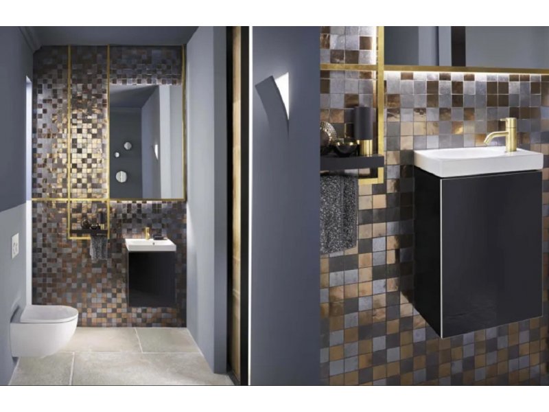 Купить Тумба под раковину Geberit Acanto 500.610.16.1, 64 см, с сифоном, цвет черный