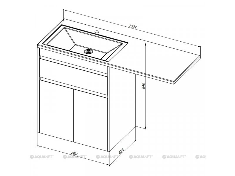 Купить Тумба под раковину Aquanet Токио 68 00237746 (напольная, 1 ящик, 2 дверцы), цвет белый