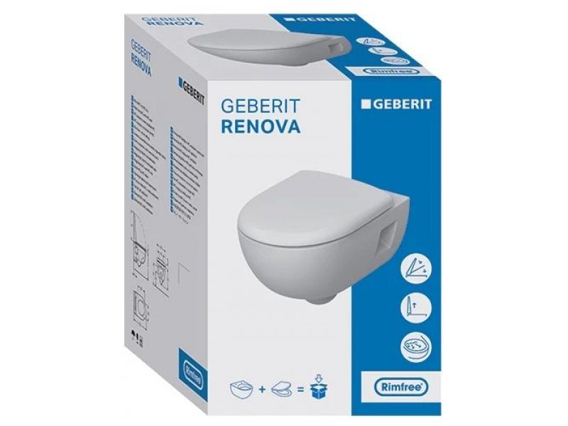 Купить Инсталляция Geberit с безободковым унитазом Geberit Renova Compact, 500.103.DW.R, сиденье микролифт, комплект Идеальная пара