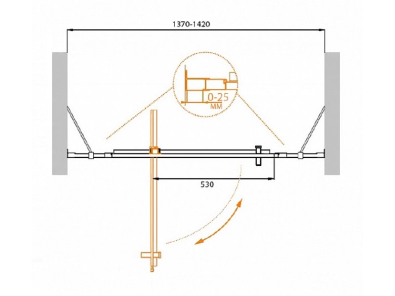 Купить Душевая дверь Cezares Molveno-BA-12-80+60-P-Cr, 140 x 190 см, стекло текстурное Punto, хром