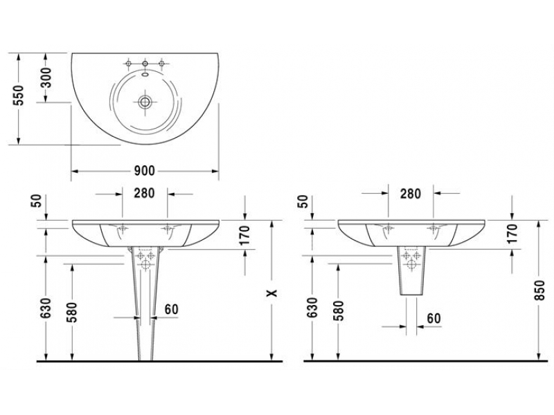 Купить Раковина Duravit Starck 1 0405900 90*55 см