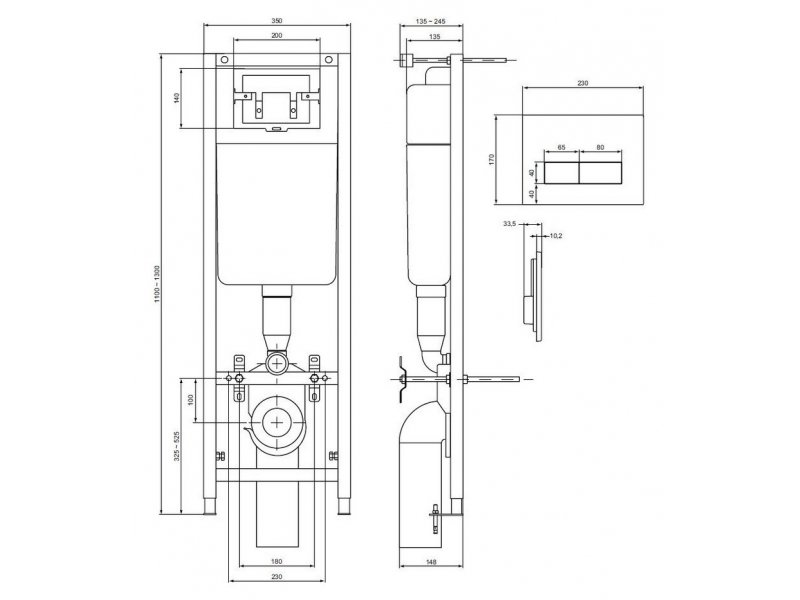 Купить Инсталляция Ideal Standard W3710AA с унитазом Tempo Rimless T331101, сиденье микролифт, панель смыва, комплект, W990101