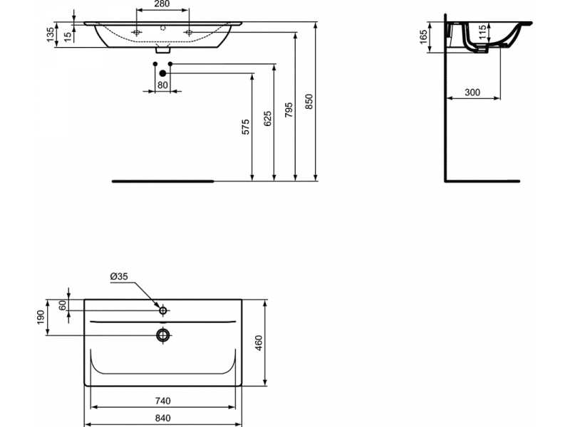 Купить Раковина Ideal Standard Connect Air Vanity E027901 84 см