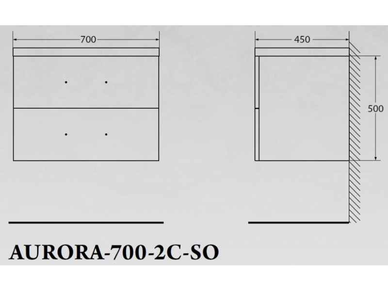 Купить Тумба под раковину BelBagno Aurora AURORA-700-2C-SO-CP подвесная (2 ящ.)