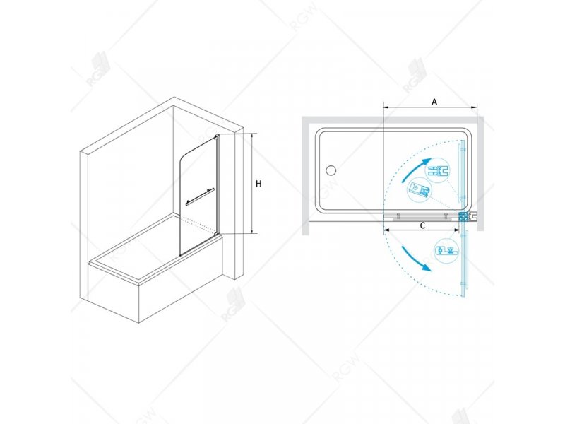 Купить Душевая шторка на ванну RGW SC-02, 03110208-11, 80 х 150 см, профиль - хром