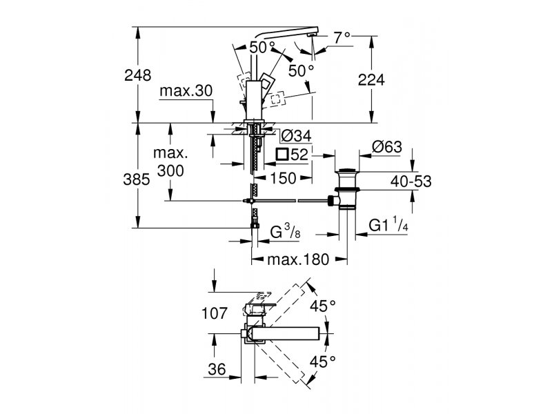 Купить Смеситель Grohe Eurocube 23135000 для раковины, L-Size