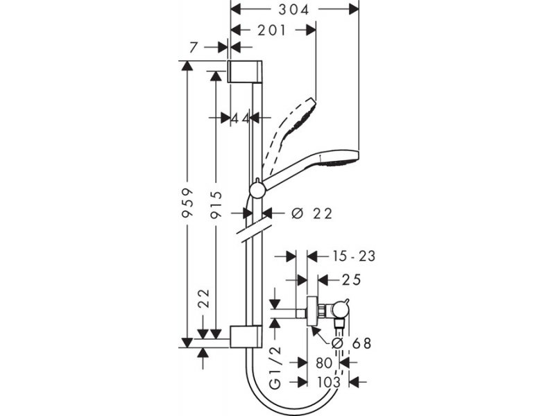 Купить Душевая система Hansgrohe Croma Select E Vario/ Ecostat Comfort Combi 27082400, штанга 90 см