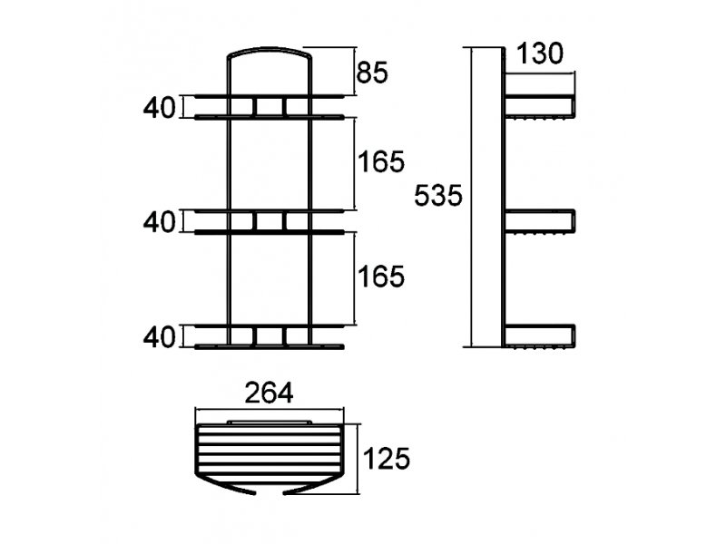 Купить Полка Milardo 013W030M44 трехярусная прямая