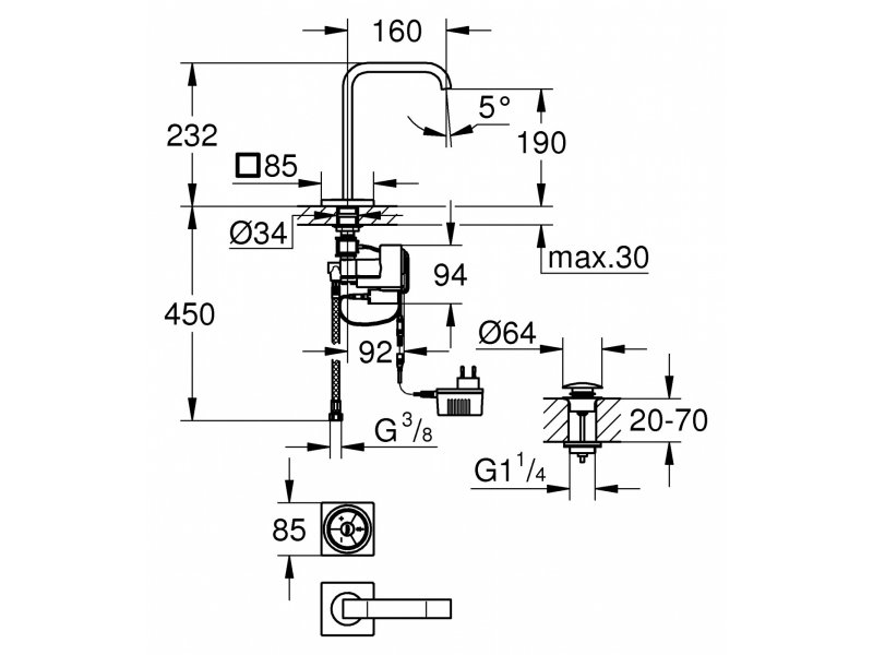 Купить Смеситель Grohe Allure F-digital 36342000 для раковины