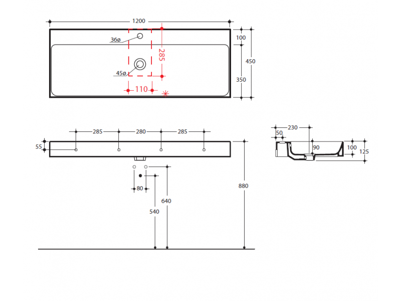 Купить Раковина Kerasan Cento 3534 bi*1, 120*45см