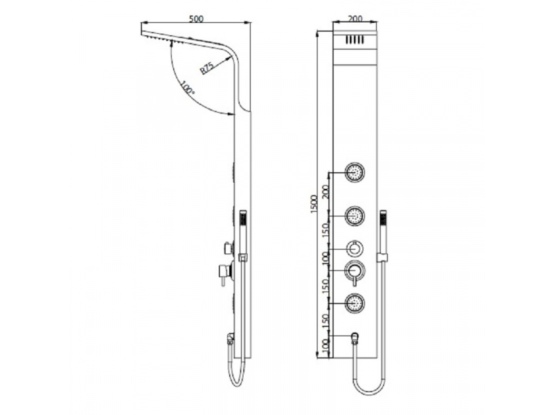 Купить Гидромассажная душевая панель RGW Shower Panels SP-04, 21140104-10, цвет матовый хром