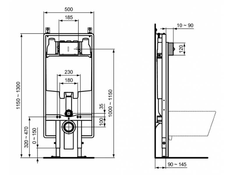 Купить Инсталляция Ideal Standard Prosys 80 M для подвесного унитаза, R027867