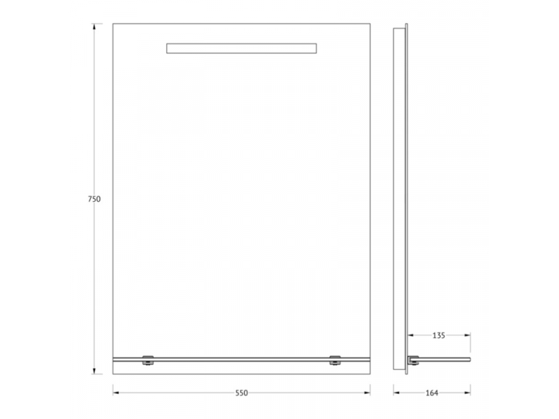 Купить Зеркало с полочкой и LED-светильником Evoform Ledline-S BY 2153 55х75 см