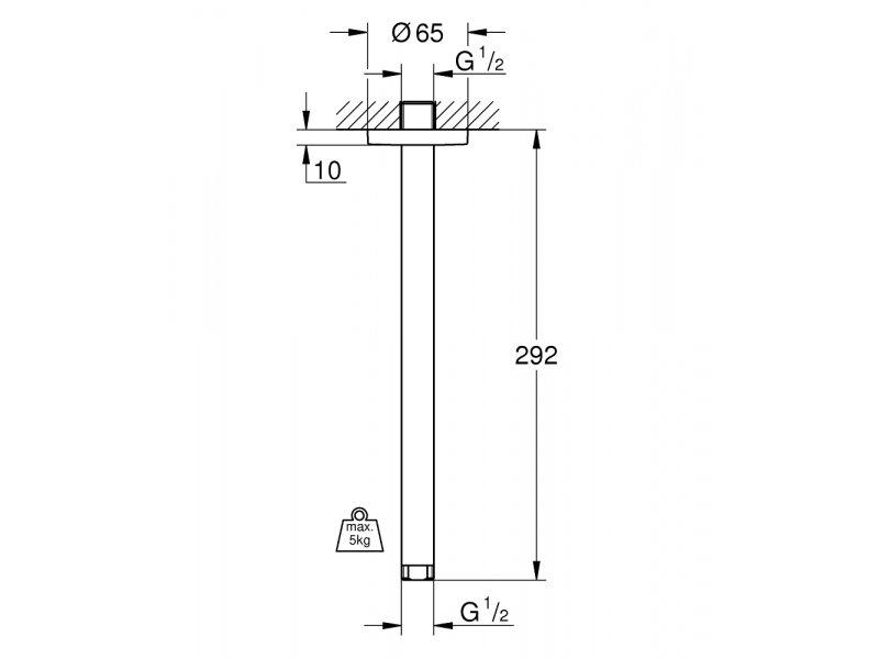 Купить Кронштейн душевой Grohe Rainshower 28497000, хром, 292 мм