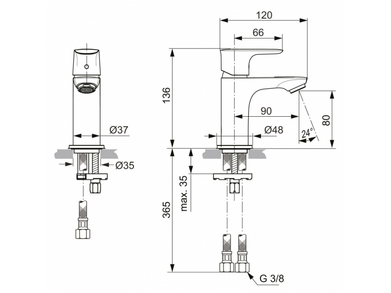 Купить Смеситель Ideal Standard Connect Air Piccolo для раковины, хром, A7018AA