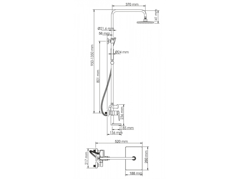 Душевая система wasserkraft a17401 покрытие soft touch