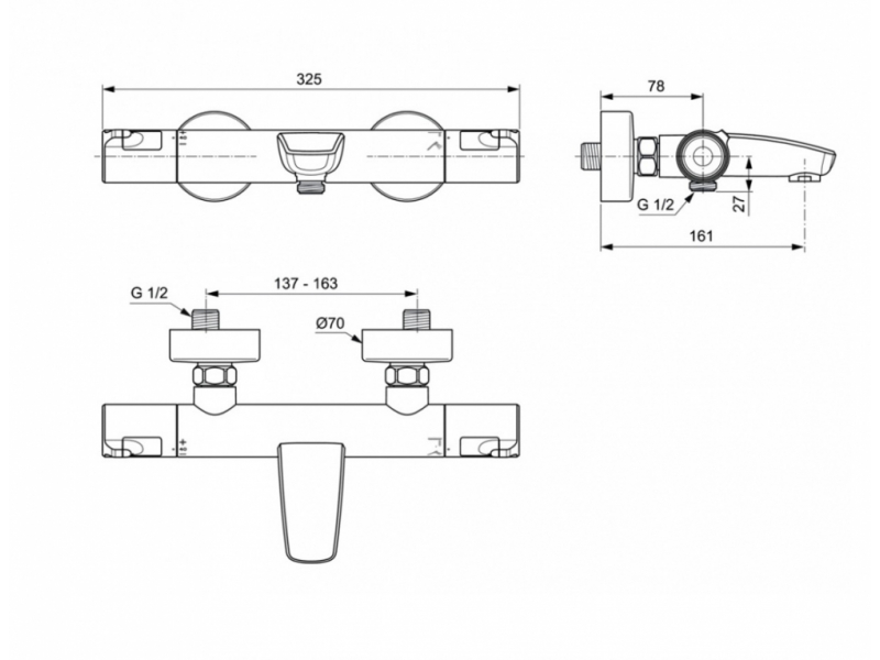 Купить Смеситель Ideal Standard Ceratherm A7223AA термостатический для ванны и душа, хром