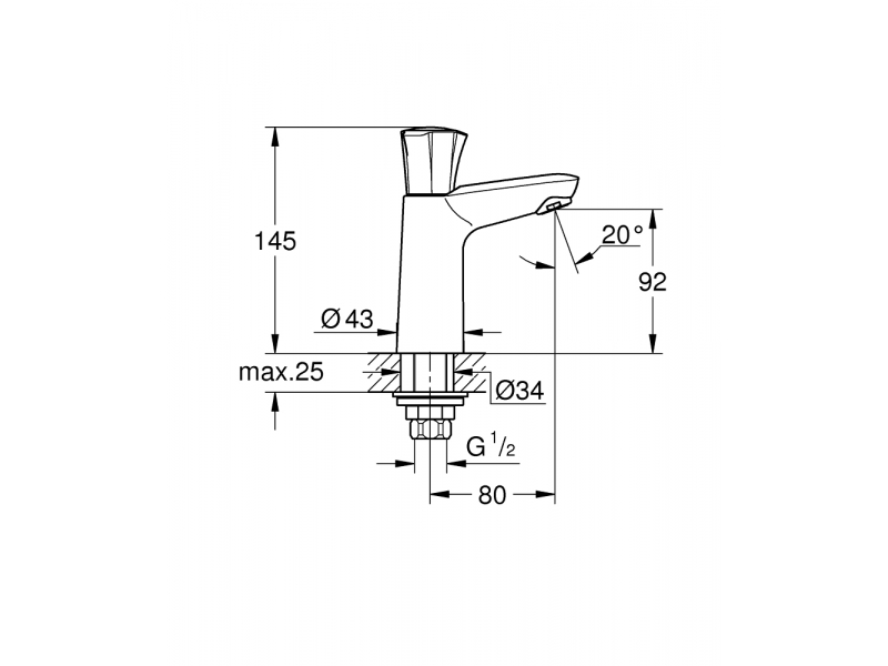 Купить Кран для раковины GROHE Costa L (без функции смешивания воды), хром (20186001)