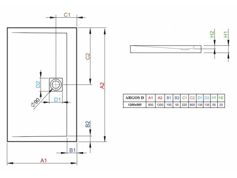 Купить Поддон для душа Radaway Argos D, 90 x 120 см, прямоугольный, 4AD912-01