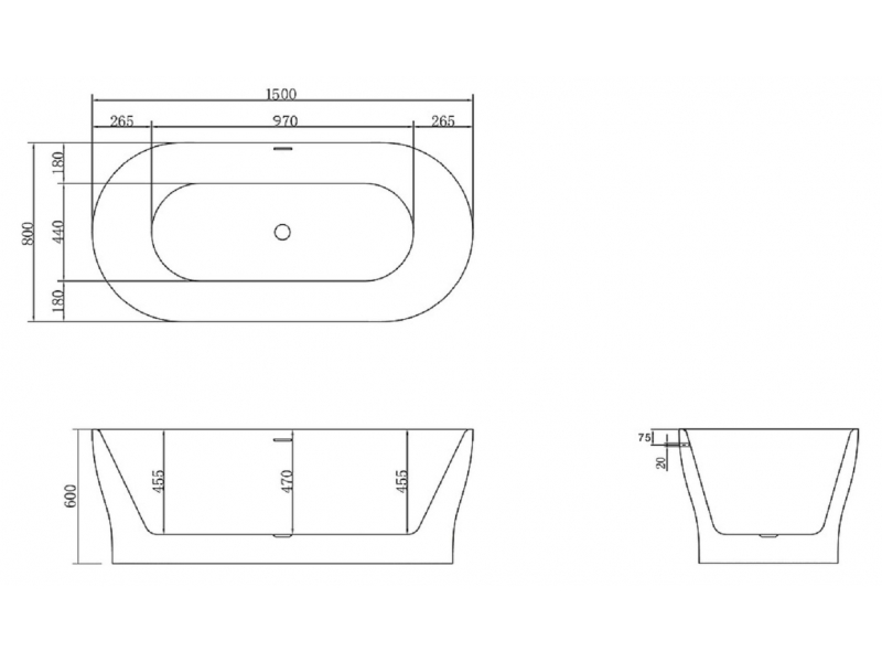 Купить Ванна акриловая BelBagno BB405-1500-800, 150 х 80 см