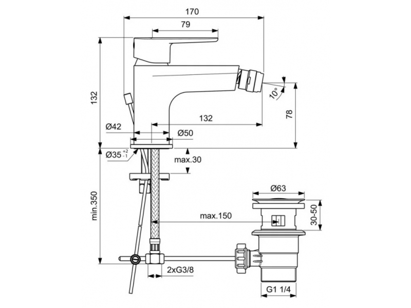 Купить Смеситель Ideal Standard Cerafine Model O для биде, хром, BC498AA