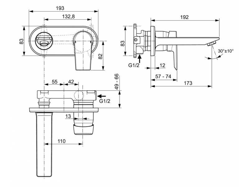 Купить Смеситель Ideal Standard Tesi встраиваемый для раковины, хром, A6578AA