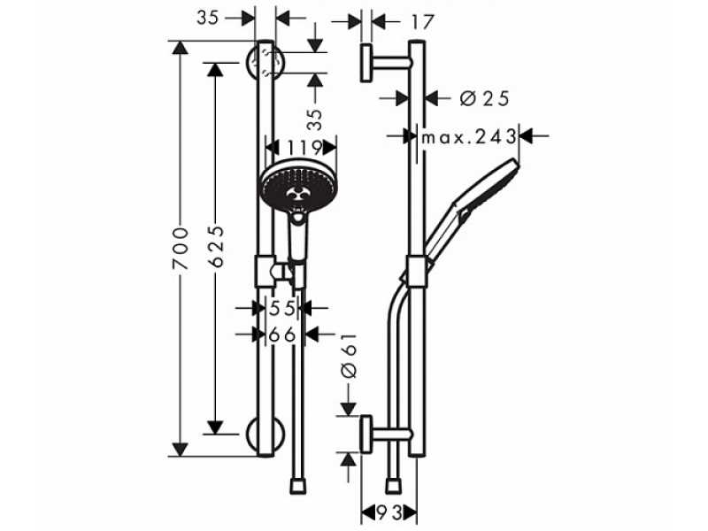 Купить Душевой гарнитур Hansgrohe Raindance Select S 120, 90 см, белый/хром (26322400)