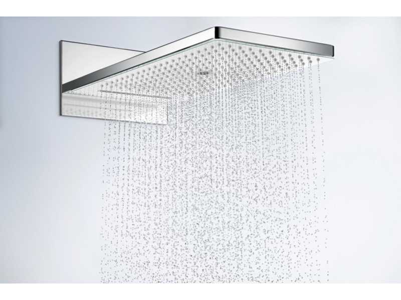 Купить Верхний душ Hansgrohe Rainmaker Select EcoSmart, 586 x 258 мм, 3 режима струи, 24011400, белый/хром