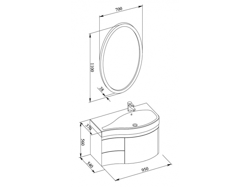 Купить Тумба под раковину Aquanet Сопрано 1-95 L (3 ящика) 00169662, левая, цвет черный