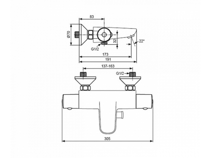 Купить Смеситель Ideal Standard Ceratherm A5550AA для ванны/душа с термостатом