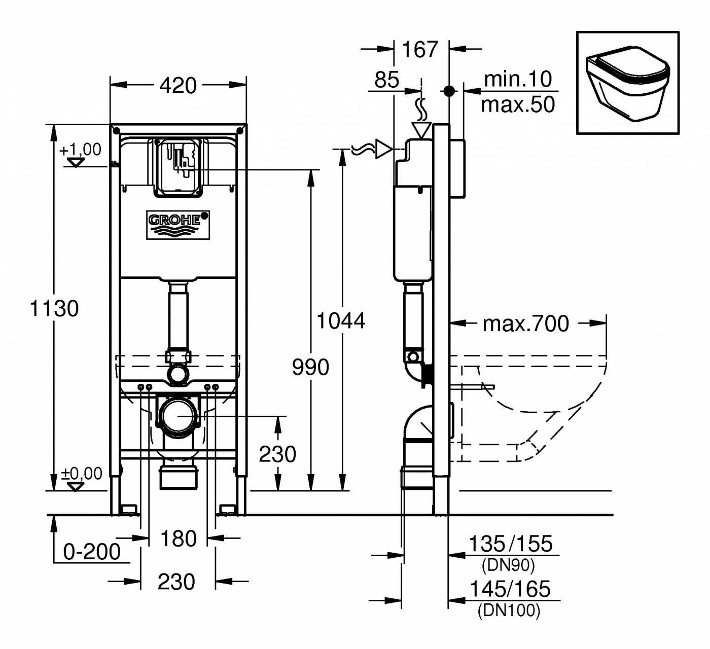 Инсталляция Grohe Rapid SL 38713001 для унитаза, ширина 0.42 м | Сантехника  и мебель для ванной PROGRESS Официальный сайт!