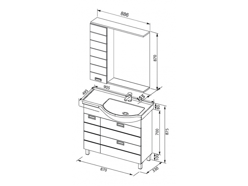 Купить Тумба под раковину Aquanet Сити 90 L (0090A-У) 00181973, цвет белый, левая