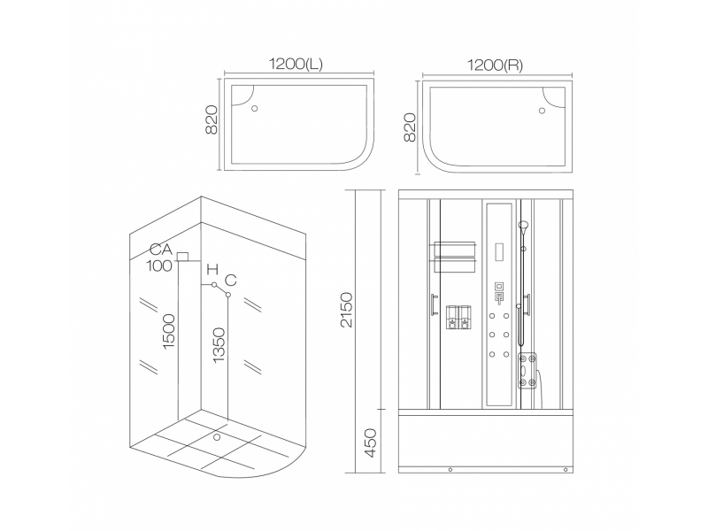 Купить Душевая кабина Aqua Joy AJ-5022 L/R, 120 x 82 см