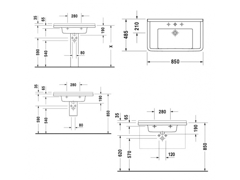 Купить Раковина Duravit Starck 3 0304800000 85*48,5 см