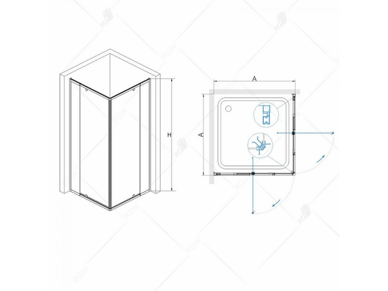 Купить Душевой уголок RGW PA-38, 06083888-11, 80 х 80 см, стекла прозрачные, профиль хром