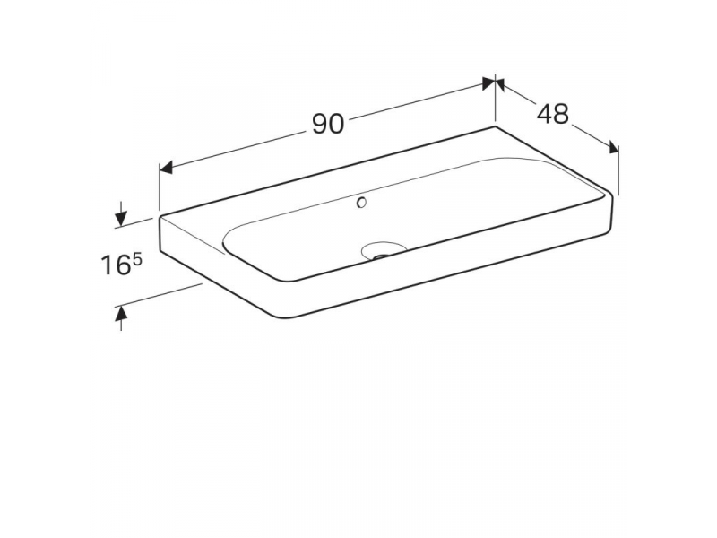 Купить Раковина Geberit Smyle Square 500.250.01.1, 90 х 48 см, белая