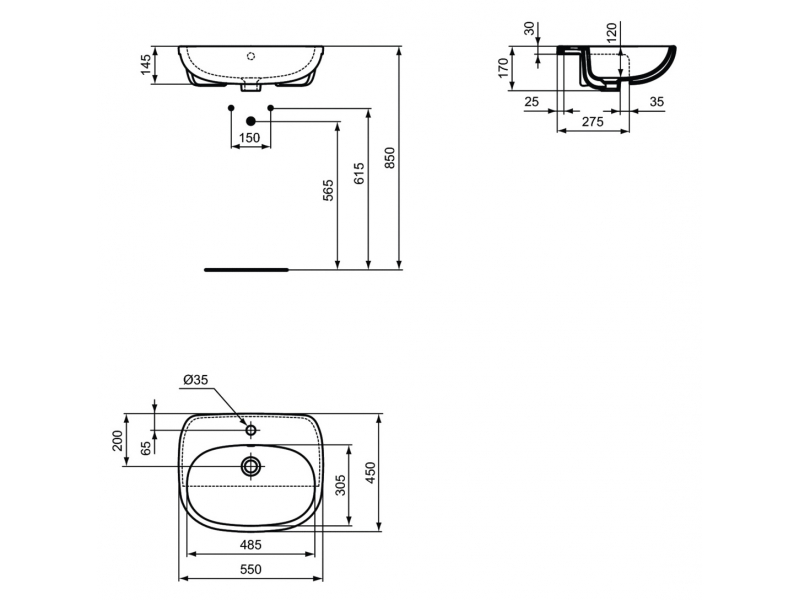 Купить Раковина Ideal Standard Tesi 55 см, белый, T010001