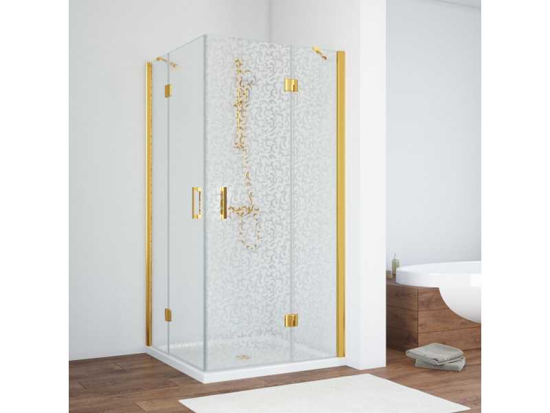 Купить Душевой уголок Vegas Glass AFA, 80 x 80 см, профиль золото, стекло фея