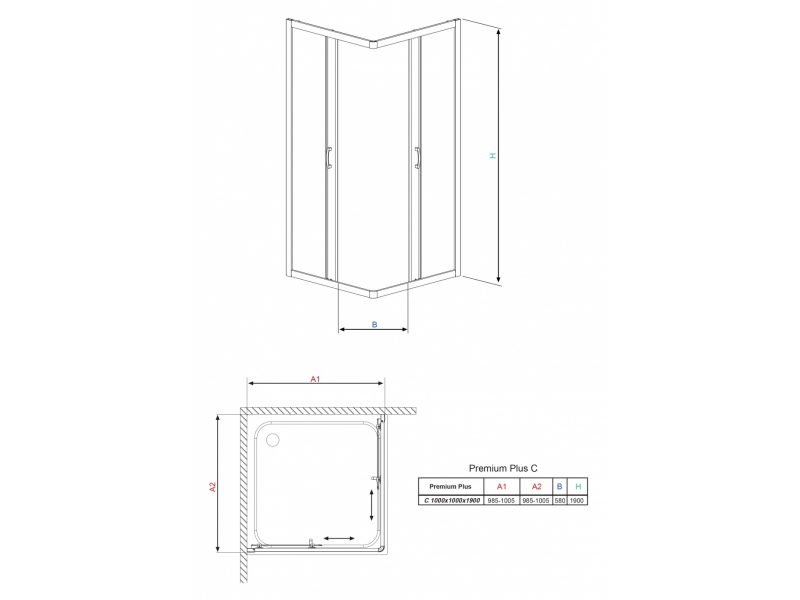 Купить Душевой уголок Radaway Premium Plus C 30443-01, 100 х 100 х 190 см