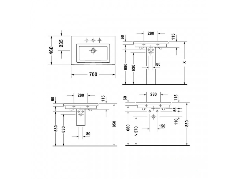 Купить Раковина Duravit 2nd floor 0491700000, 70*46*h11,5 см